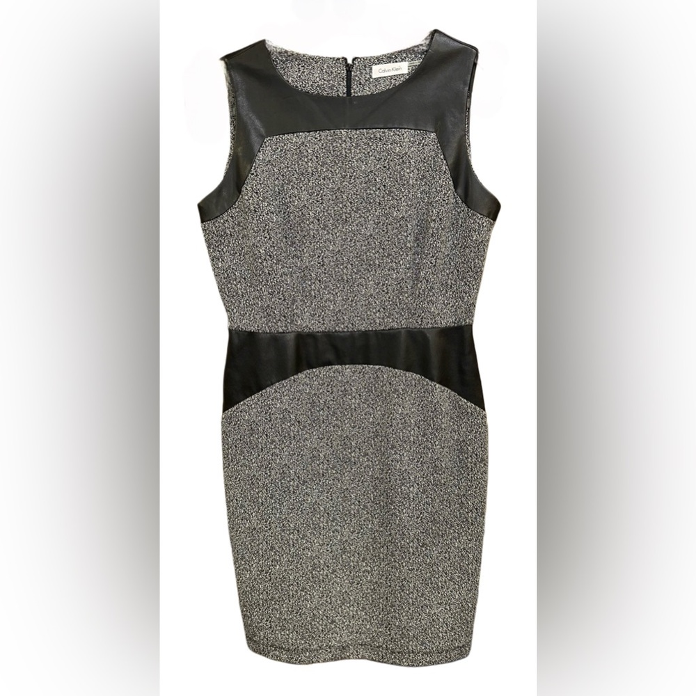 Calvin Klein Ponte Dress w/ Faux Leather Size 6